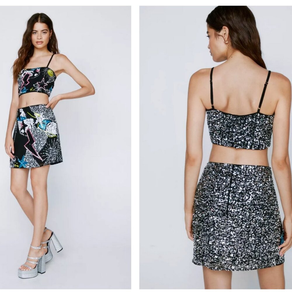 NWOT Celestial ✨🌙 Embellished Nasty Gal Crop Top